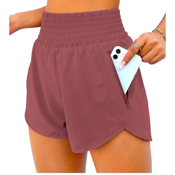 Pants - Women's High-Waisted Mauve Shorts
